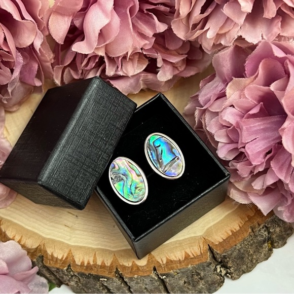 Elegant Colorful Abalone Shell Oval Cufflinks - Picture 13 of 16